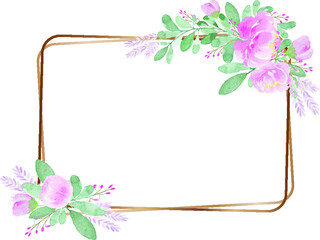 Watercolor floral pink natural frame