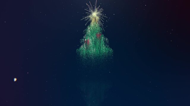 Christmas star and xmas tree with particles wishes background 4k footage, Christmas wishes background