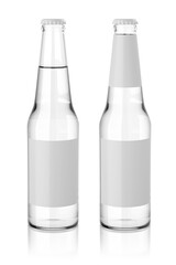 Clear glass drink soda clean water with blank label. 3d rendering illustration.
