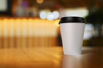White cup with coffee, mock up. 3D rendering and photo.
