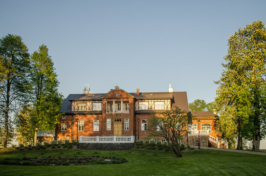 Sieksate manor in sunny evening, Latvia.