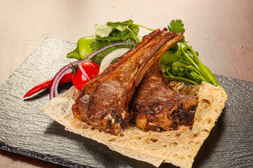 Grilled rack of lamb barbeque