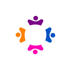 Colorful People Together Sign, Symbol, Logo isolated on White