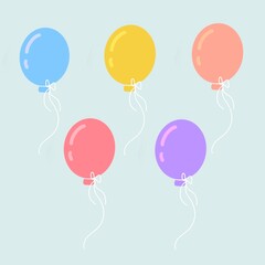 Hand-drawn illustration of colorful balloons
