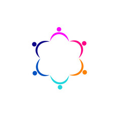 Fototapeta na wymiar Colorful People Together Sign, Symbol, Logo isolated on White