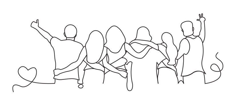 Flat Design Illustration Of People Hugging Line Art