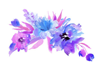 Obraz na płótnie Canvas Purple flowers. Watercolor hand painted illustration