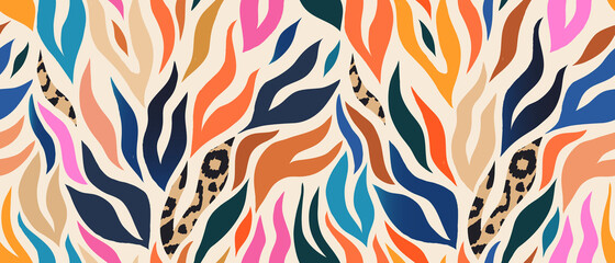 Hand drawn contemporary cartoon style colorful print. Trendy abstract seamless pattern. Fashionable template for design.