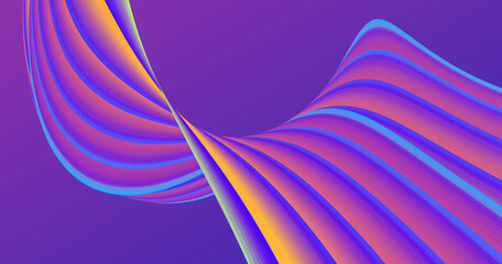 Abstract background with 3d curve in fluorescent colors, twisted stripe, modern graphic composition