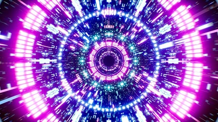 Move into the Neon Circle Technology Pattern Tunnel