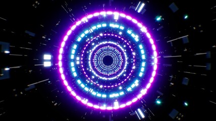 Neon Circle Light Sci fi Technology Tunnel Inside