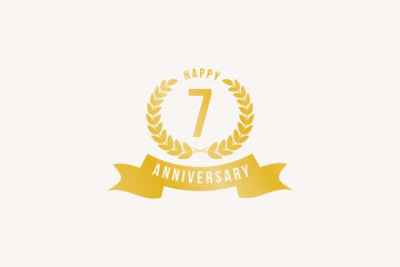 7 Gold ribbon for Anniversary