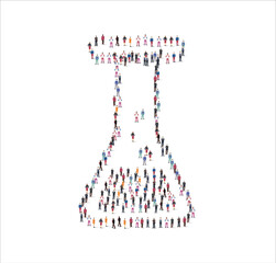 People Group of in the shape of science test tube white background. Vector illustration