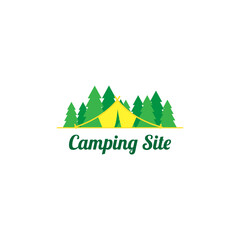 camping site with tree logo template