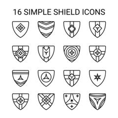 Simple Shield Vector Outline Icons Set in EPS 10