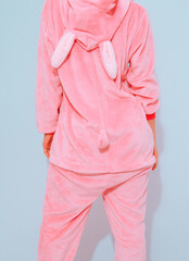  Pink Pajamas Party Girl. Home Relax fashion style. Kigurumi shop concept