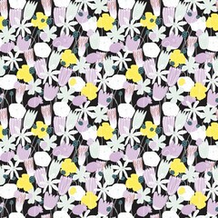 Colorful funny floral pattern. Template for gift paper, cover, textile design. Vector element of seamless pattern
