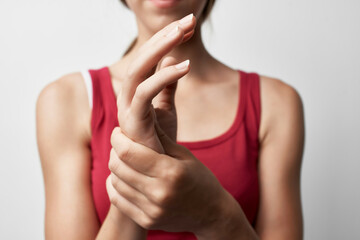 woman with joint pain in fingers arthritis rheumatism