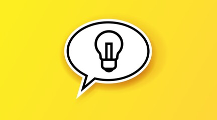 Speech bubbles with dialog words Thinking and speaking clouds. Light bulb representing an idea in a thought bubble, Vector illustration.yellow color.