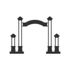 Village Welcome Gate Icon. Silhouette of Traditional Gates or "Gapura" in Indonesian