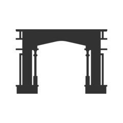 Village Welcome Gate Icon. Silhouette of Traditional Gates or 