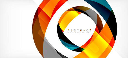 Geometric abstract background. Circle created with overlapping color shapes. Vector Illustration For Wallpaper, Banner, Background, Landing Page