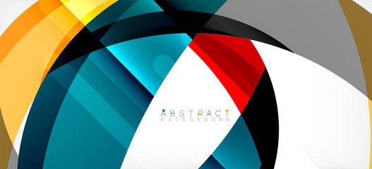 Geometric abstract background. Circle created with overlapping color shapes. Vector Illustration For Wallpaper, Banner, Background, Landing Page