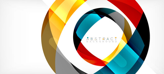 Obraz premium Geometric abstract background. Circle created with overlapping color shapes. Vector Illustration For Wallpaper, Banner, Background, Landing Page