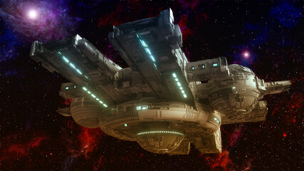 3d render. UFO spaceship concept © Miguel Aguirre