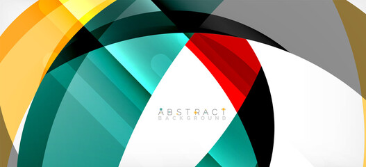 Geometric abstract background. Circle created with overlapping color shapes. Vector Illustration For Wallpaper, Banner, Background, Landing Page