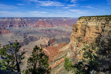 An overlooking landscape view of Grand Canyon National Park, Arizona