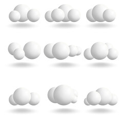 3d White sphere clouds set