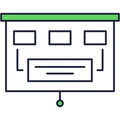 Computer presentation app icon flat line vector