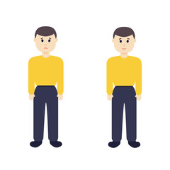 Fototapeta premium Set of happy and sad men. Cartoon people character vector illustration. Failed and successful entrepreneur. Problem solving concept.