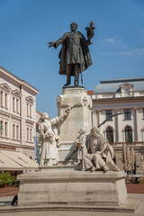 Kossuth Lajos Sttatue in the city center of Szeged. Hungary ,July 2021,