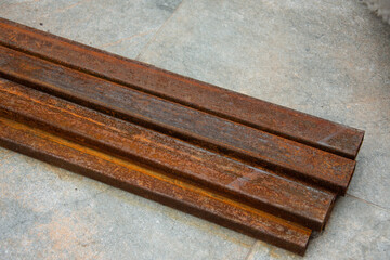 pieces of rusty metal plate