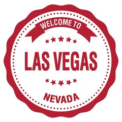 WELCOME TO LAS VEGAS - NEVADA, words written on red stamp