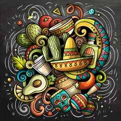 Mexico cartoon vector doodle chalkboard illustration