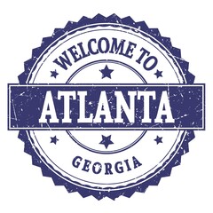 WELCOME TO ATLANTA - GEORGIA, words written on blue stamp