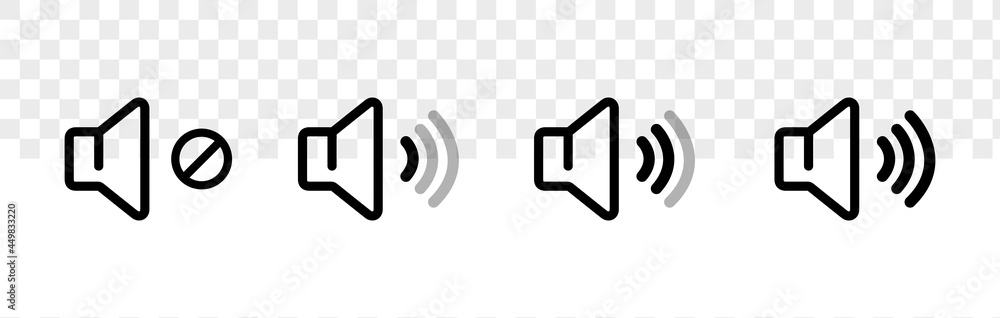 Poster sound volume icon set. speaker symbol isolated with black color. volume control.