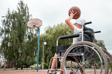 Concept of disabled child, support, rehabilitation, disabled person, paralyzed, happy disabled...