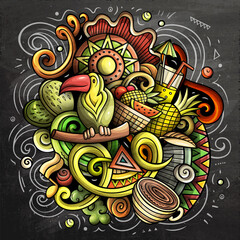 Brazil cartoon vector doodle chalkboard illustration