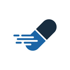 delivery medicine, capsule pill logo template vector icon
