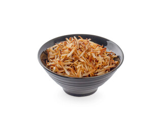 Roast coconut toasted coconut on bowl black