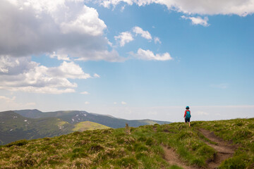 trekking in the mountains with a child
