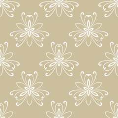 Floral vector ornament. Seamless white classic background with flowers. Pattern with repeating floral elements. Ornament for fabric, wallpaper and packaging