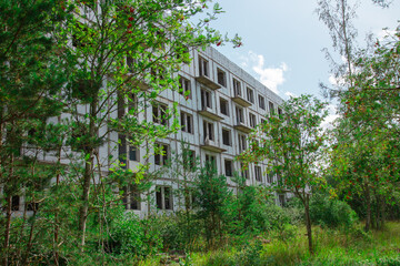 Old abandoned soviet time block house building