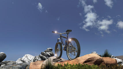 Obraz na płótnie Canvas Mountain bike e rocce