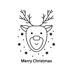 Vector Christmas illustration. New Year outline icon. Christmas deer