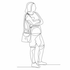 sketch line drawing girl, woman